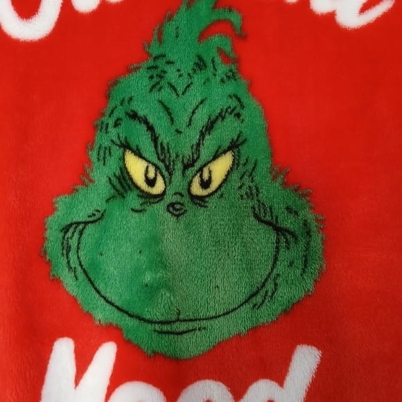 Dr. Seuss The Grinch "Current Mood" Crew-neck Sweatshirt Fuzzy Cuffed Sleeves - Picture 6 of 6